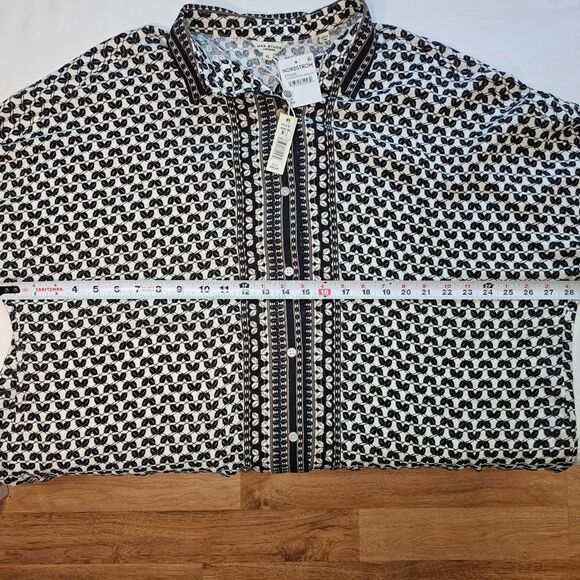 NWT Max Studio London Black White & Gold Flowy Button Up Shirt Top Blouse sz XL - Picture 5 of 10